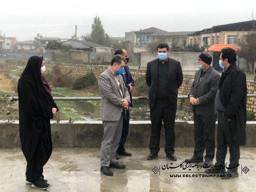 بازدید رئیس سازمان مدیریت و برنامه ریزی استان گلستان از پروژه دیوارسازی رودخانه نوکنده